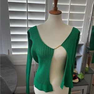 Jacquemus Green Ribbed Cardigan Sweater